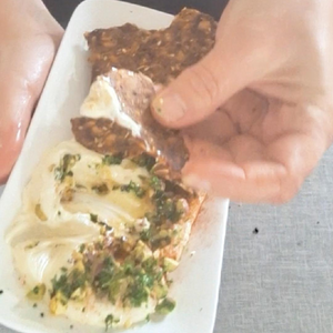 Whipped Feta dip with Vince and Kiki crackers